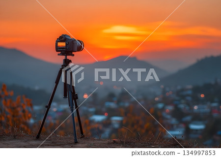 日落與自然景觀，旅行與風景攝影概念 134997853