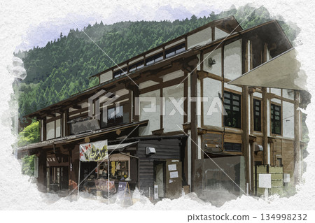 Watercolor painting of Chichibu Roadside Station, Otaki Onsen, Gojikan, Chichibu City, Saitama Prefecture Watercolor painting of Chichibu Roadside Station, Otaki Onsen, Gojikan, Chichibu City, Saitama Prefecture 134998232