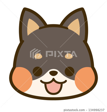 黑柴犬臉部圖標 134998237