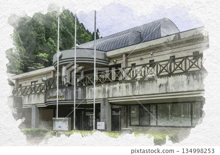 秩父路邊站、大瀧溫泉、秩父市大瀧溫泉推廣館、埼玉縣秩父市的水彩畫 134998253