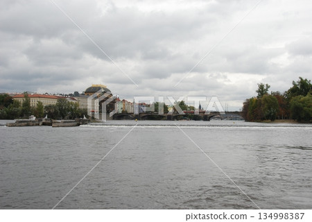 Scenery on the right bank of the Vltava River in Prague, the capital of the Czech Republic Scenery on the right bank of the Vltava River in Prague, the capital of the Czech Republic 134998387