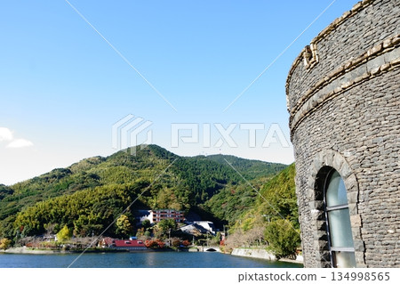 Water intake tower and Kawachi Reservoir Water intake tower and Kawachi Reservoir 134998565