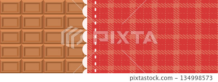 巧克力 x 紅色格子橫幅設計背景 134998573