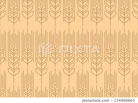 Cereal barley and wheat grain heads pattern background. For agriculture banners, cereal packaging, nutrition labels, or farm food, bread labels, farm branding or breakfast product Cereal barley and wheat grain heads pattern background. For agriculture banners, cereal packaging, nutrition labels, or farm food, bread labels, farm branding or breakfast product 134998663