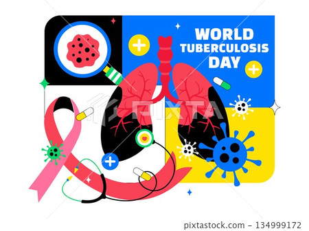World Tuberculosis Day Vector Illustration Featuring Lungs and Bacteria for TB Awareness and Medical Campaigns with a Healthcare Background World Tuberculosis Day Vector Illustration Featuring Lungs and Bacteria for TB Awareness and Medical Campaigns with a Healthcare Background 134999172