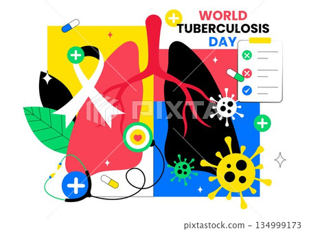 World Tuberculosis Day Vector Illustration Featuring Lungs and Bacteria for TB Awareness and Medical Campaigns with a Healthcare Background World Tuberculosis Day Vector Illustration Featuring Lungs and Bacteria for TB Awareness and Medical Campaigns with a Healthcare Background 134999173