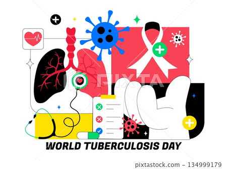 World Tuberculosis Day Vector Illustration Featuring Lungs and Bacteria for TB Awareness and Medical Campaigns with a Healthcare Background World Tuberculosis Day Vector Illustration Featuring Lungs and Bacteria for TB Awareness and Medical Campaigns with a Healthcare Background 134999179