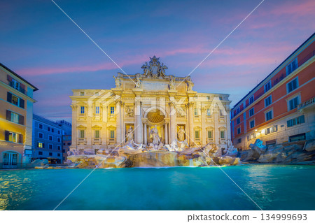 View of the iconic trevi fountain in rome, italy View of the iconic trevi fountain in rome, italy 134999693