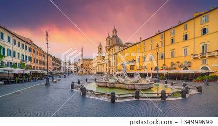 Piazza Navona in Rome, Italy at twilight 134999699