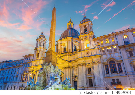Piazza Navona in Rome, Italy at twilight Piazza Navona in Rome, Italy at twilight 134999701