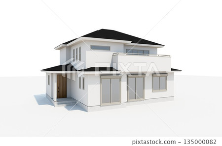 一棟簡單的兩層白色房屋 135000082