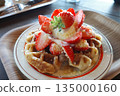 korea cafe dessert sweets strawberry waffle plate yummy 135000160