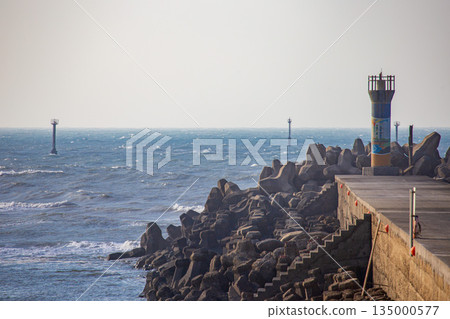 Miaoli Tongxiao Coast Lighthouse and Breakwater View Miaoli Tongxiao Coast Lighthouse and Breakwater View 135000577