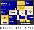 Blue and Yellow brand identity guidelines presentation template layout 135000751