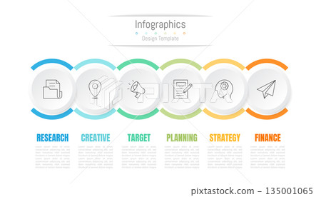 Infographic 6 options design elements for your business data. Vector Illustration. Infographic 6 options design elements for your business data. Vector Illustration. 135001065