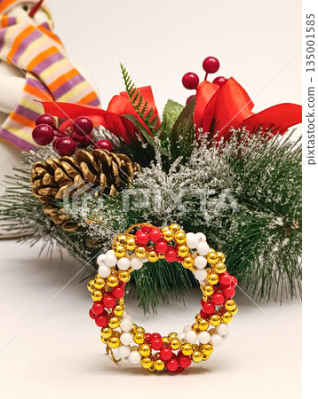 Handmade beaded wreath Christmas ornament Handmade beaded wreath Christmas ornament 135001585