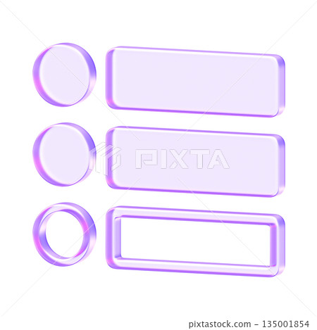 Translucent list view icon with  purple gradient, perfect for menu navigation and content display options. This icon effectively communicates structured data, directory listings, and detailed 135001854