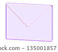Minimalist purple envelope icon with glassmorphism effect for mail, messaging, and communication design. The soft purple glow and transparency make it inviting symbol for inboxes, newsletters, and 135001857
