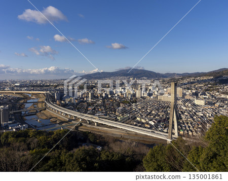 Winter morning: Cityscape seen from Satsukiyama Winter morning: Cityscape seen from Satsukiyama 135001861
