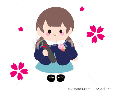 可愛的畢業女孩插畫 可愛的畢業女孩插畫 135001958