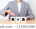 Aogashima block and a middle-aged businesswoman wearing a suit 135002380