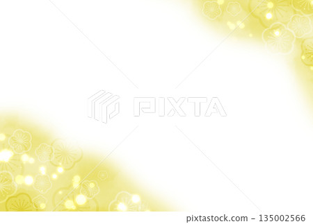 黃色華麗的水彩風格梅花背景 135002566