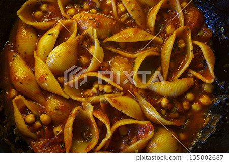Conchiglie Pasta Shells with Rich Tomato Sauce and Chickpeas Conchiglie Pasta Shells with Rich Tomato Sauce and Chickpeas 135002687