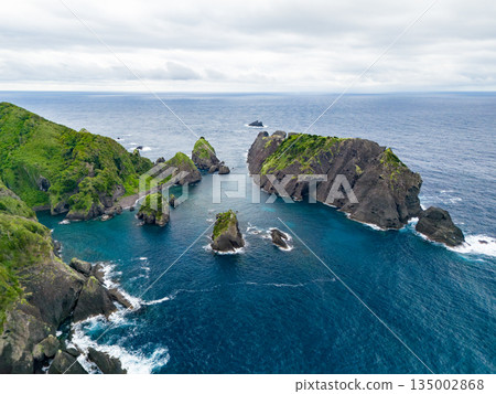 Drone shot of Hirizo Beach. Daikon Island, Aiai Cape, and numerous rocky shores are also visible. Hirizo Beach, Nakagi, Minamiizu Town, Izu Peninsula, Shizuoka Prefecture 135002868