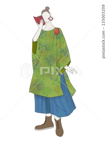 觀看智能手機的婦女 135003209