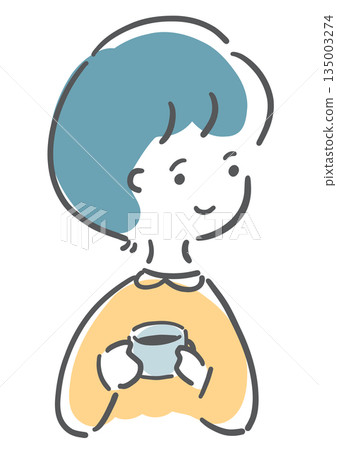 Woman taking a break, handwritten style Woman taking a break, handwritten style 135003274