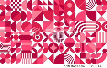 Valentine day pattern background of abstract geometric shapes for love holiday, vector bg. Valentine day pattern background of geometric heart shape pattern with pink and red abstract elements Valentine day pattern background of abstract geometric shapes for love holiday, vector bg. Valentine day pattern background of geometric heart shape pattern with pink and red abstract elements 135003313