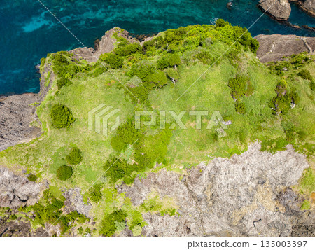 Drone shot of Hirizo Beach. Daikon Island, Aiai Cape, and numerous rocky shores are also visible. Hirizo Beach, Nakagi, Minamiizu Town, Izu Peninsula, Shizuoka Prefecture 135003397