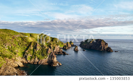 Drone shot of Hirizo Beach. Daikon Island, Aiai Cape, and numerous rocky shores are also visible. Hirizo Beach, Nakagi, Minamiizu Town, Izu Peninsula, Shizuoka Prefecture Drone shot of Hirizo Beach. Daikon Island, Aiai Cape, and numerous rocky shores are also visible. Hirizo Beach, Nakagi, Minamiizu Town, Izu Peninsula, Shizuoka Prefecture 135003853