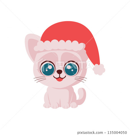 Adorable Kitten in Santa Hat Adorable Kitten in Santa Hat 135004050