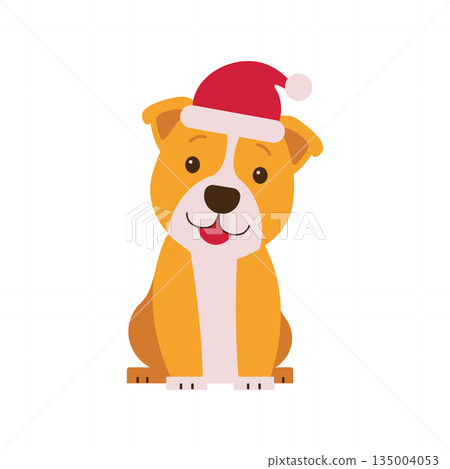 Cute Puppy Wearing Santa Hat 135004053
