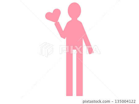 A person icon with a heart, representing a "like" to convey love or gratitude, or a confession A person icon with a heart, representing a "like" to convey love or gratitude, or a confession 135004122