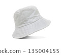 A stylish white bucket hat is placed on a white background. 135004155