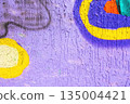 Abstract Purple, Yellow, Blue Street Art Graffiti Texture with 90s, Y2K Vibes 135004421