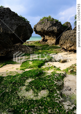 Rocky coast, Okinawa landscape, Nirai Beach 135004793