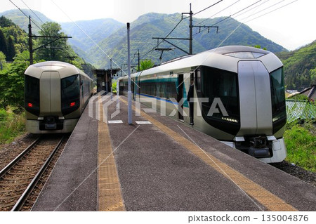 Early summer at Okukinu... Nakamiyori Onsen Station [Limited Express Liberty Aizu] 500 series 135004876