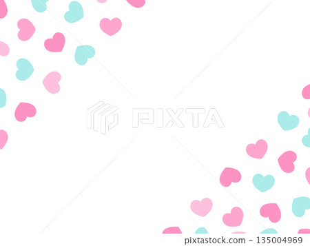 Simple and cute heart pattern frame material in pink and green 135004969