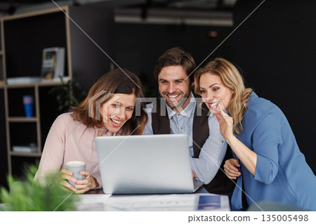 Business colleagues sharing screen during video call. 135005498