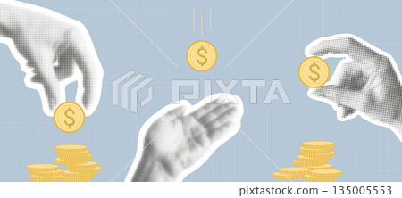 Modern collage on the topic of banking services Modern collage on the topic of banking services 135005553