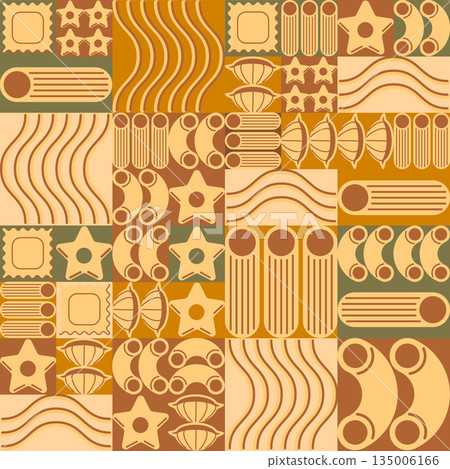 Seamless geometric pattern with Italian pasta Seamless geometric pattern with Italian pasta 135006166
