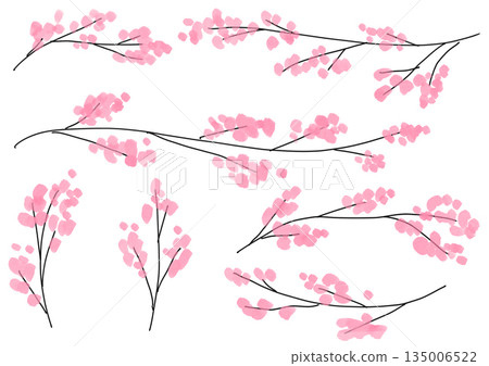 簡潔可愛的水彩櫻花枝插畫 簡潔可愛的水彩櫻花枝插畫 135006522