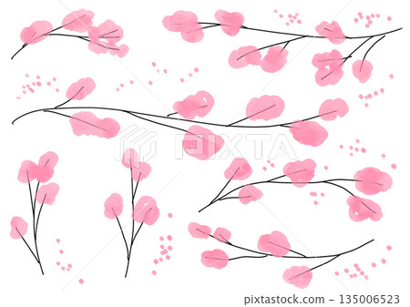 簡單的櫻花水彩插圖 簡單的櫻花水彩插圖 135006523
