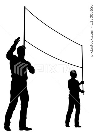 Banner Silhouette Protestors at March Rally Strike Banner Silhouette Protestors at March Rally Strike 135006656