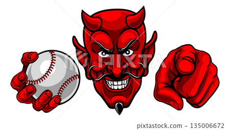 Devil Baseball Ball Sport Team Mascot Illustration Devil Baseball Ball Sport Team Mascot Illustration 135006672
