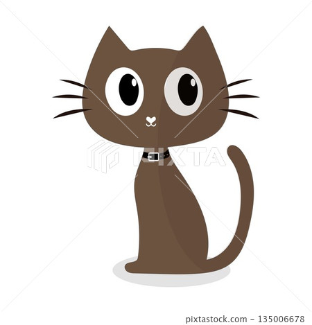Cartoon Cat with Black Collar, Vector illustration of a cute cartoon cat with big eyes and a black collar, perfect for creative designs Cartoon Cat with Black Collar, Vector illustration of a cute cartoon cat with big eyes and a black collar, perfect for creative designs 135006678