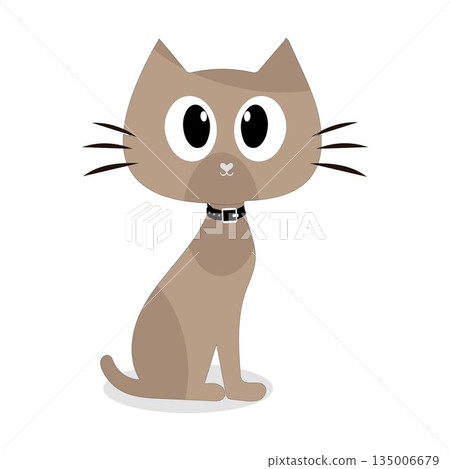 Cartoon Cat with Black Collar, Vector illustration of a cute cartoon cat with big eyes and a black collar, perfect for creative designs Cartoon Cat with Black Collar, Vector illustration of a cute cartoon cat with big eyes and a black collar, perfect for creative designs 135006679